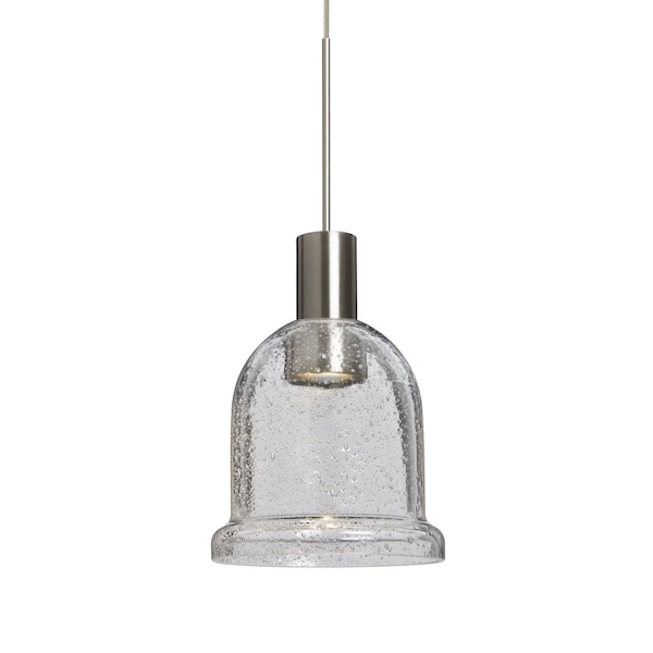 Besa Lighting Kiba Cord Pendant, Clear Bubble, Satin Nickel Finish, 1x3W LED 1XT-KIBACL-LED-SN - main